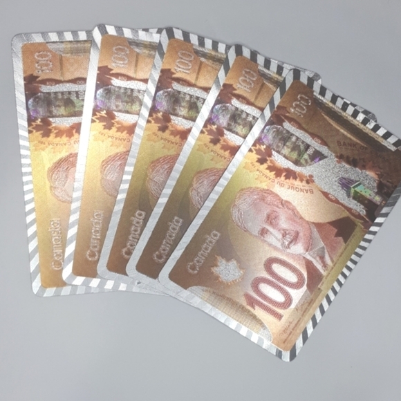 🛍 Gold And Silver Tone Canadian One Hundred Dollar Bill Playing Cards 54 Cards - Picture 5 of 5